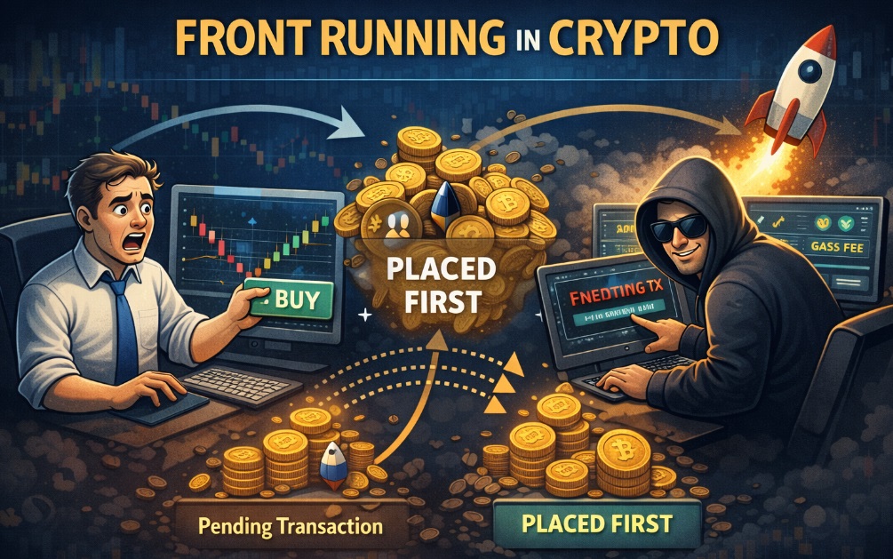 Front running crypto
